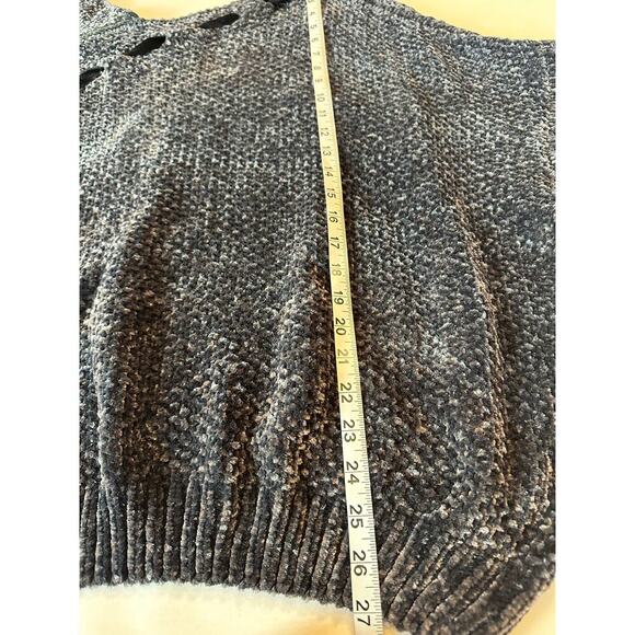 POL Women's Small Asymmetrical Large Chunky Knit Sweater Velvet Blue Gray - Picture 8 of 12